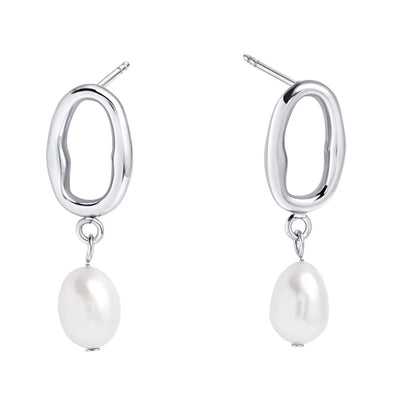 Boucles d'oreille Huggie Perle Papaye argent