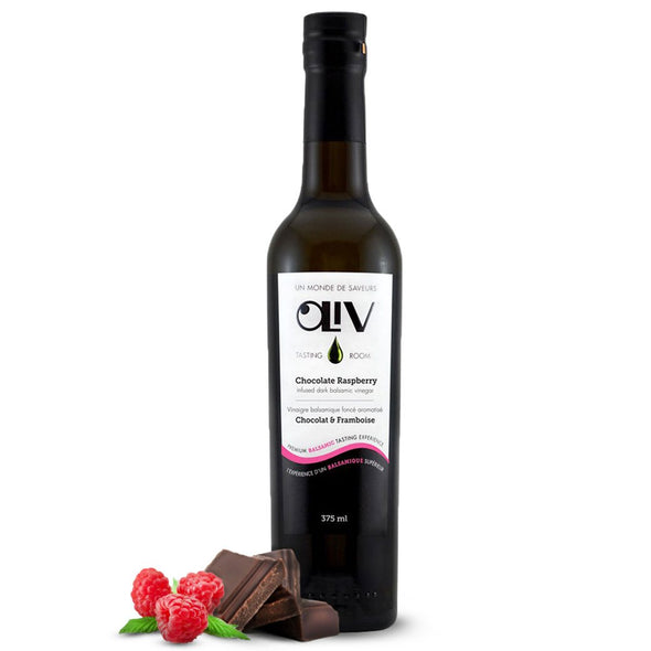 Vinaigre balsamique foncé - Chocolat et framboise | Oliv | La Maison du Bleuet